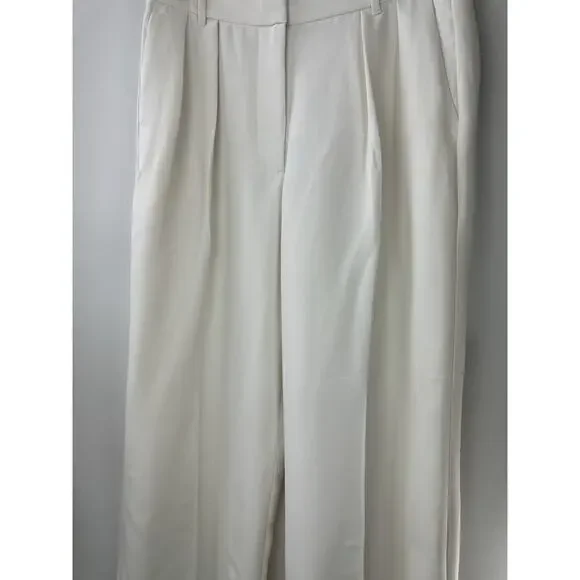 Banana Republic Relaxed Trouser Pleated Wide Leg Pockets Cream Women's Size 10 - Picture 5 of 14